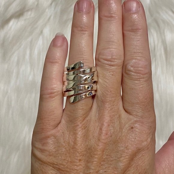 Chunky Sterling Silver Wraparound Highway Fashion Ring - Picture 7 of 11